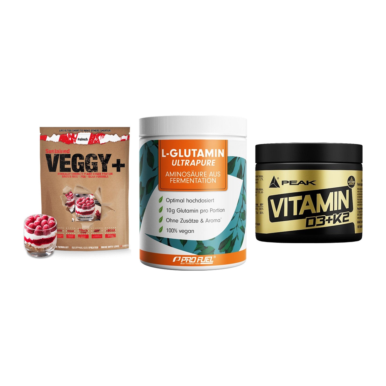 Pflanzliches Set: Sinob VEGGY + ProFuel Glutami + Peak Vitamin – alle enthaltenen Artikel