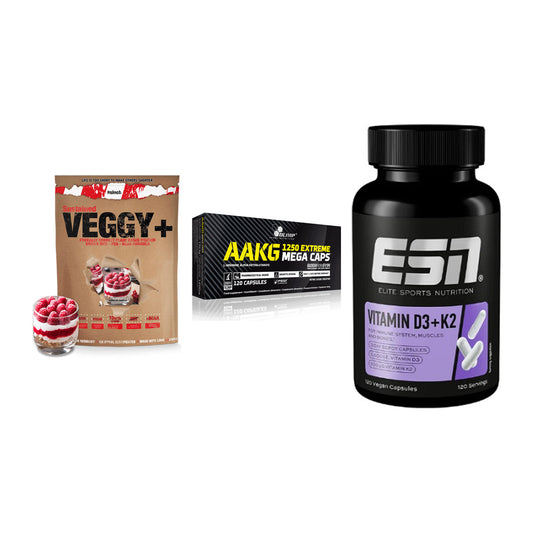Pflanzliches Set: Sinob VEGGY + Olimp AAKG + ESN Vitamin D3 – alle enthaltenen Artikel