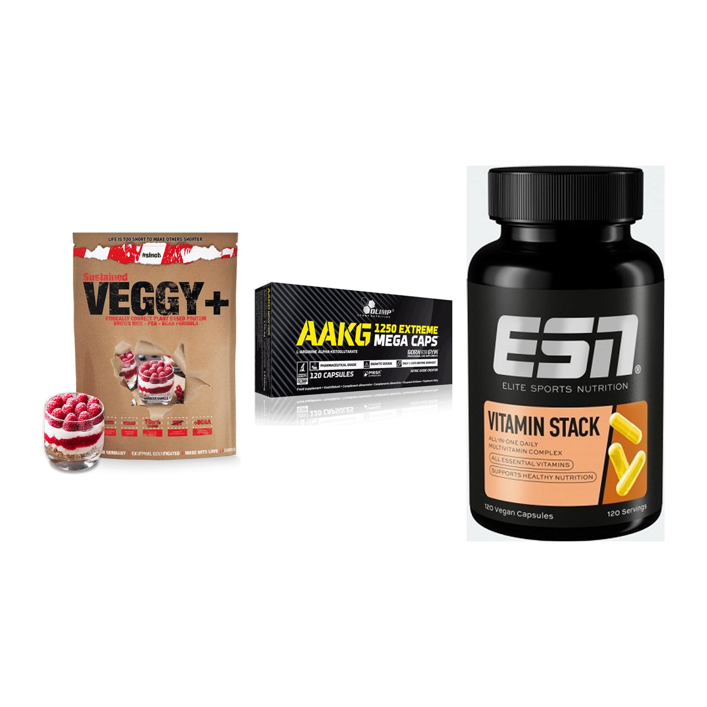 Pflanzliches Set: Sinob VEGGY + Olimp AAKG + ESN Vitamin – alle enthaltenen Artikel