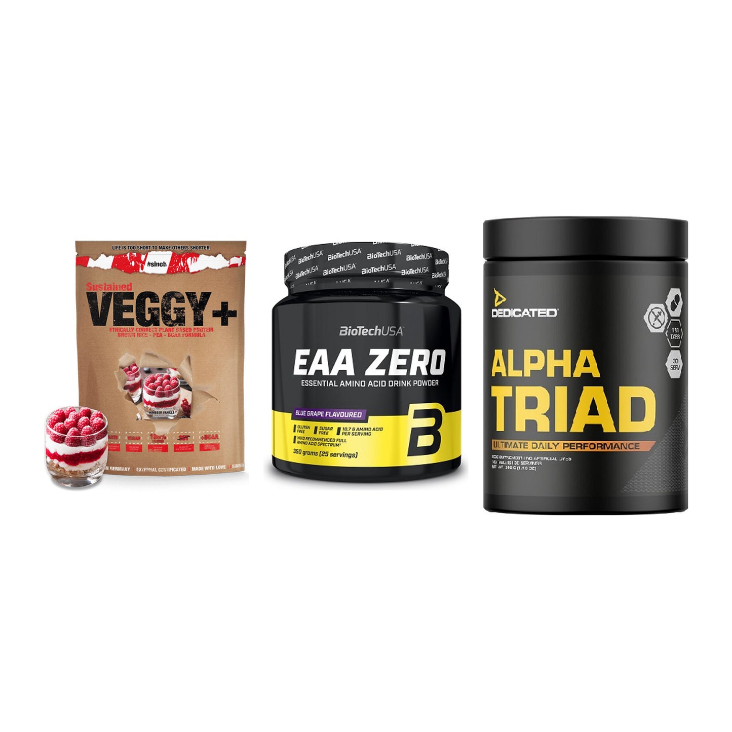 Pflanzliches Set: Sinob VEGGY + BioTech EAA + Dedicated Alpha – alle enthaltenen Artikel