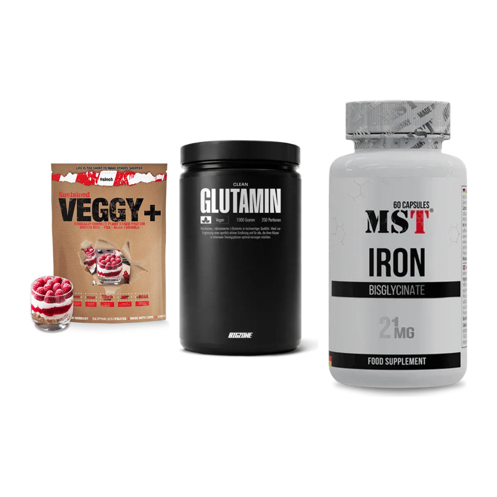 Pflanzliches Set: Sinob VEGGY + Big Zone + MST Iron – alle enthaltenen Artikel