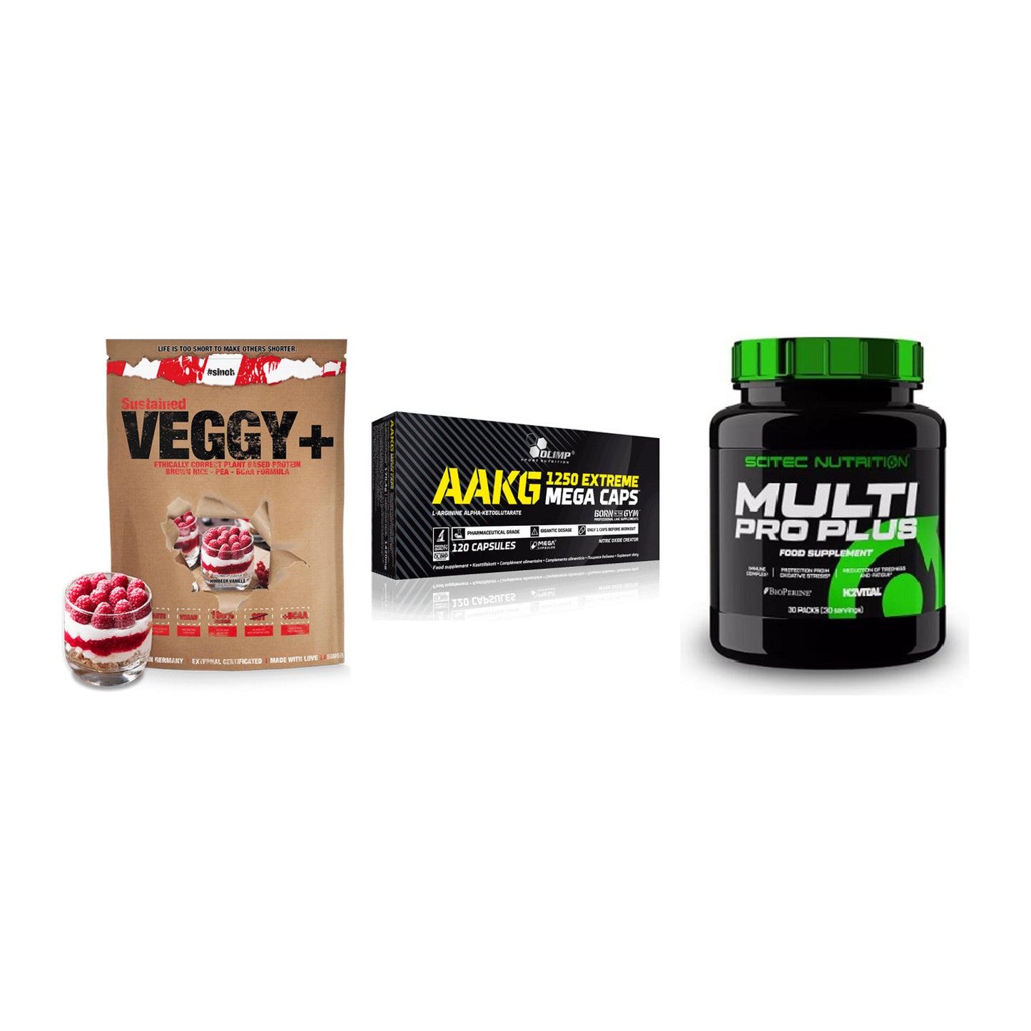Pflanzliches Set: Sinob VEGGY + Olimp AAKG + Scitec Multi – alle enthaltenen Artikel