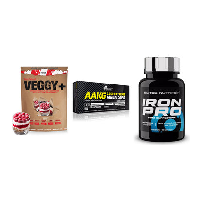 Pflanzliches Set: Sinob VEGGY + Olimp AAKG + Scitec Iron Pro – alle enthaltenen Artikel