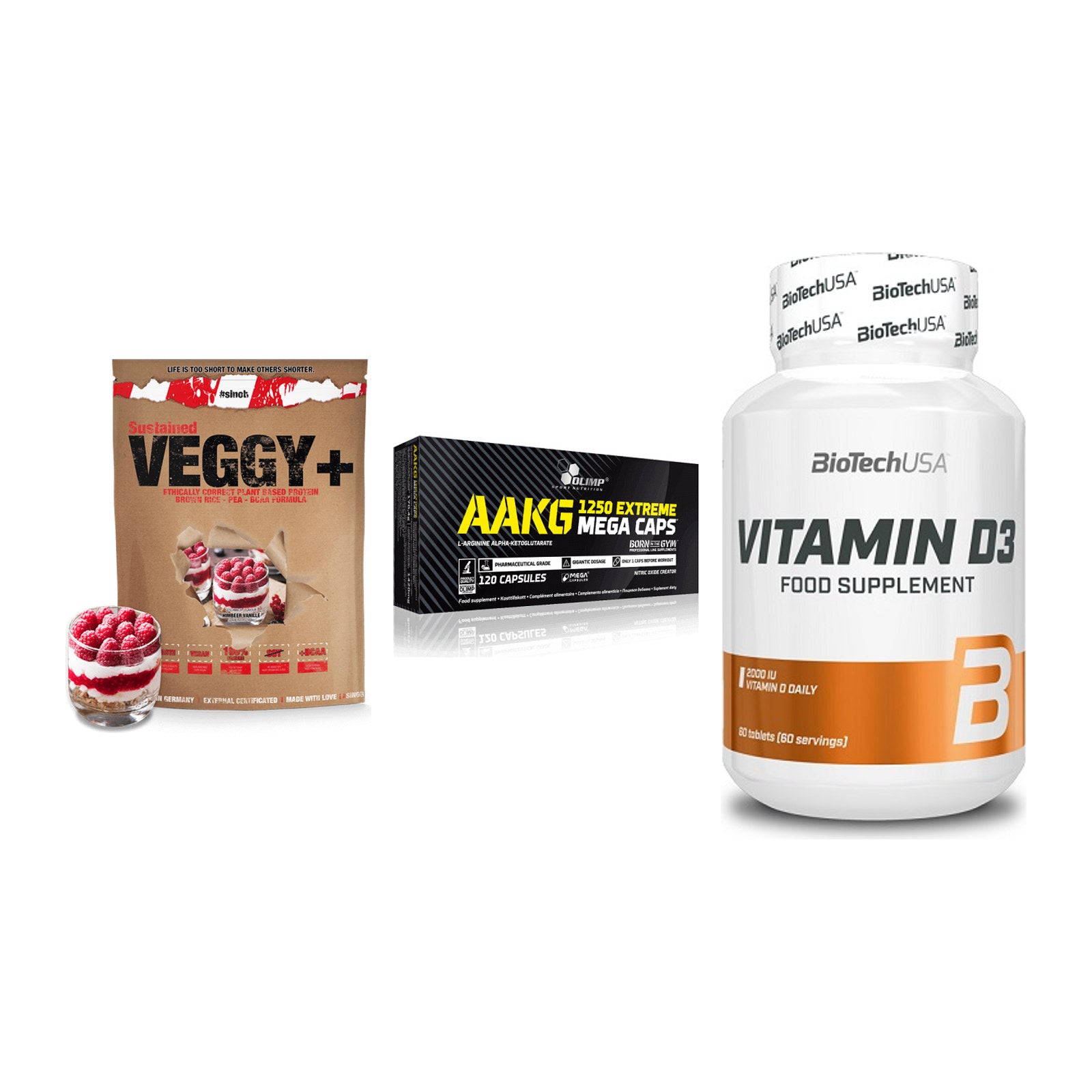 Pflanzliches Set: Sinob VEGGY + Olimp AAKG + BioTech Vitamin – alle enthaltenen Artikel