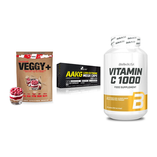 Pflanzliches Set: Sinob VEGGY + Olimp AAKG + BioTech Vitamin – alle enthaltenen Artikel