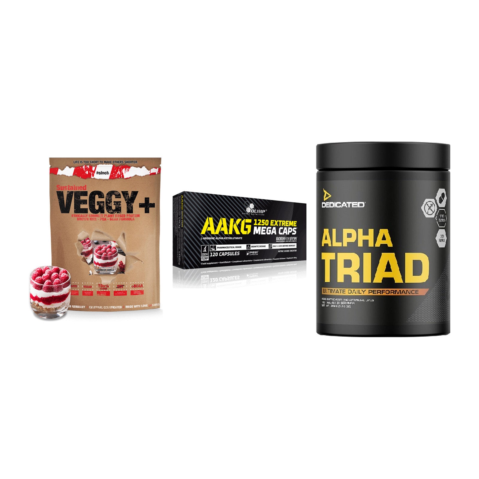 Pflanzliches Set: Sinob VEGGY + Olimp AAKG + Dedicated Alpha – alle enthaltenen Artikel