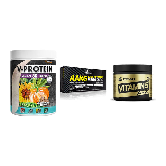 Pflanzliches Set: ProFuel V-Prote + Olimp AAKG + Peak Vitamin – alle enthaltenen Artikel