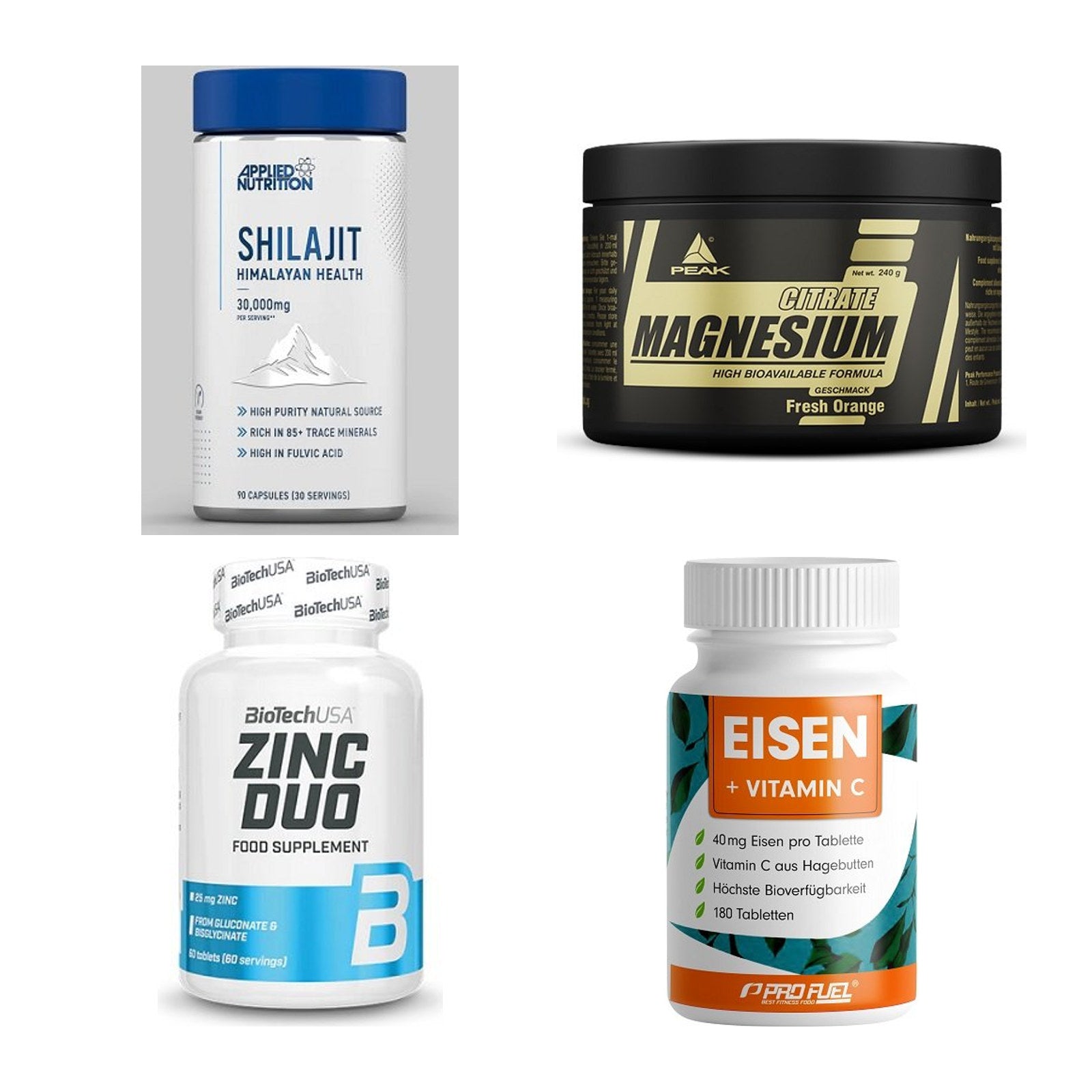 Vitamin-Set: Applied + Peak Magnesiu + BioTech Zinc + 1 weitere – alle enthaltenen Artikel
