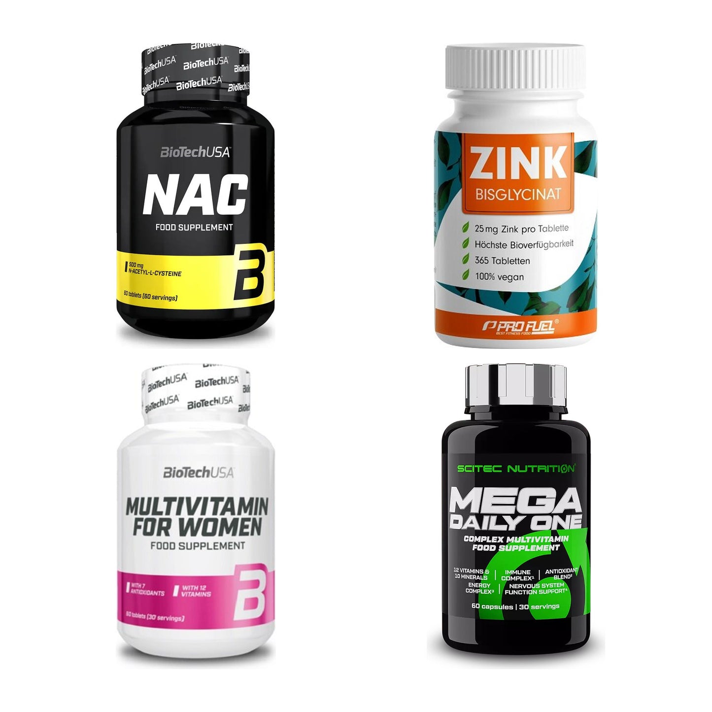 Vitamin-Set: BioTech NAC + ProFuel Zink + BioTech + 1 weitere – alle enthaltenen Artikel