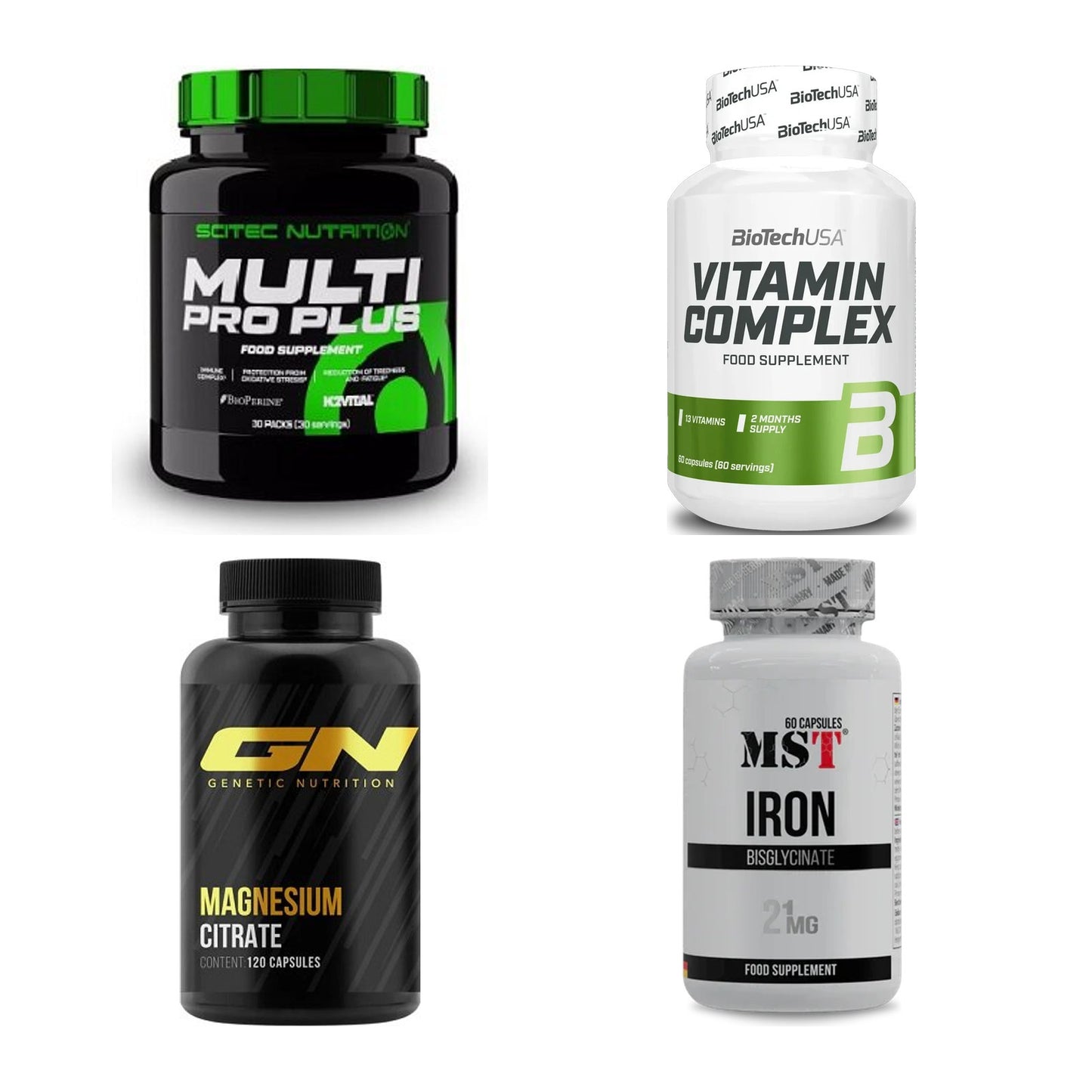 Vitamin-Set: Scitec Multi + BioTech + GN Magnesium + 1 weitere – alle enthaltenen Artikel