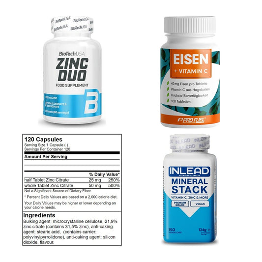 Vitamin-Set: BioTech Zinc + ProFuel EISEN + GN Zinc + 1 weitere – alle enthaltenen Artikel