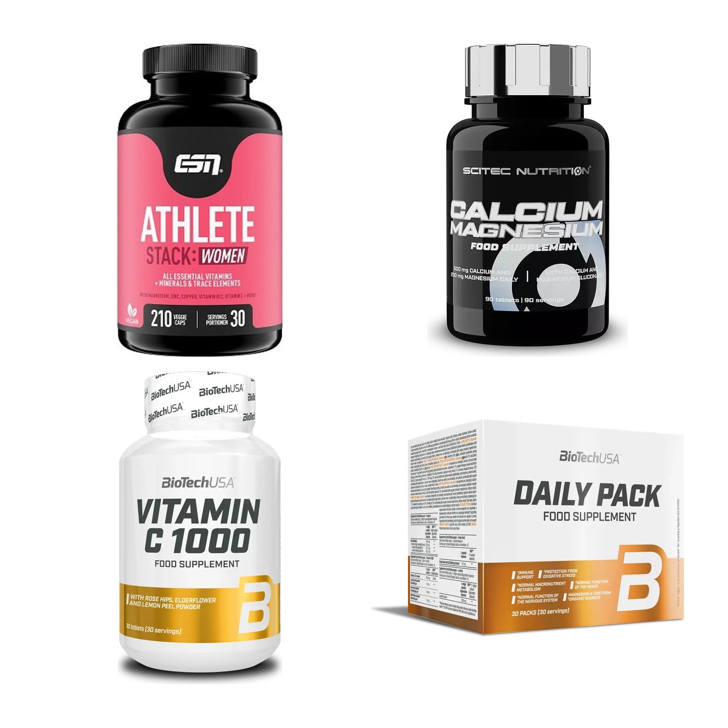 Vitamin-Set: ESN Athlete + Scitec Calciu + BioTech + 1 weitere – alle enthaltenen Artikel