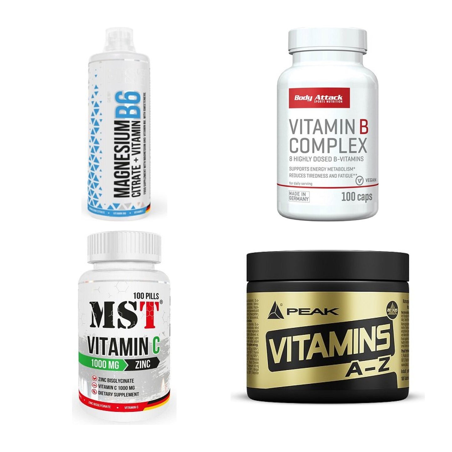 Vitamin-Set: MST Magnesium + Body Attack + MST Vitamin C + 1 weitere – alle enthaltenen Artikel