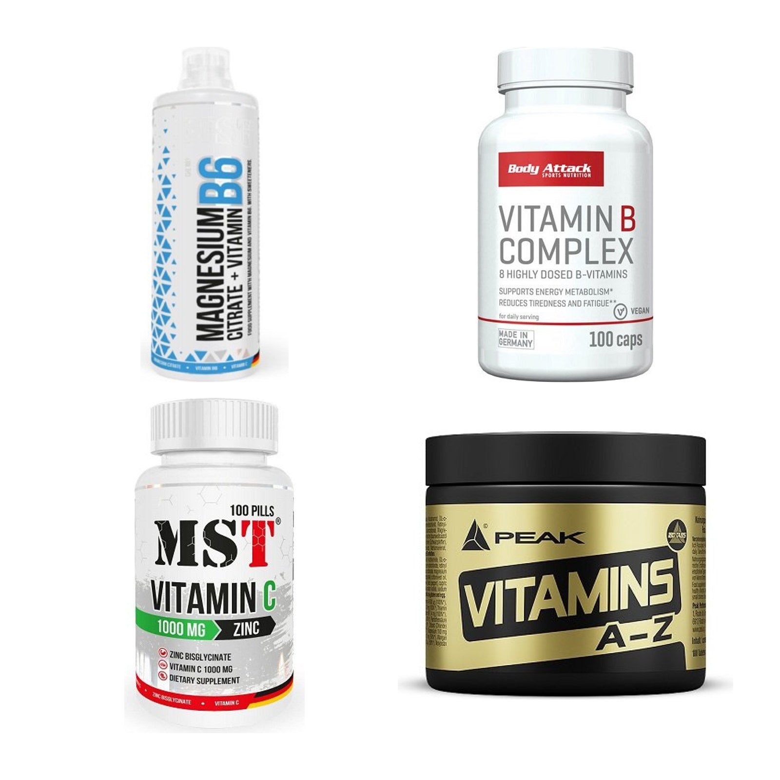 Vitamin-Set: MST Magnesium + Body Attack + MST Vitamin C + 1 weitere – alle enthaltenen Artikel