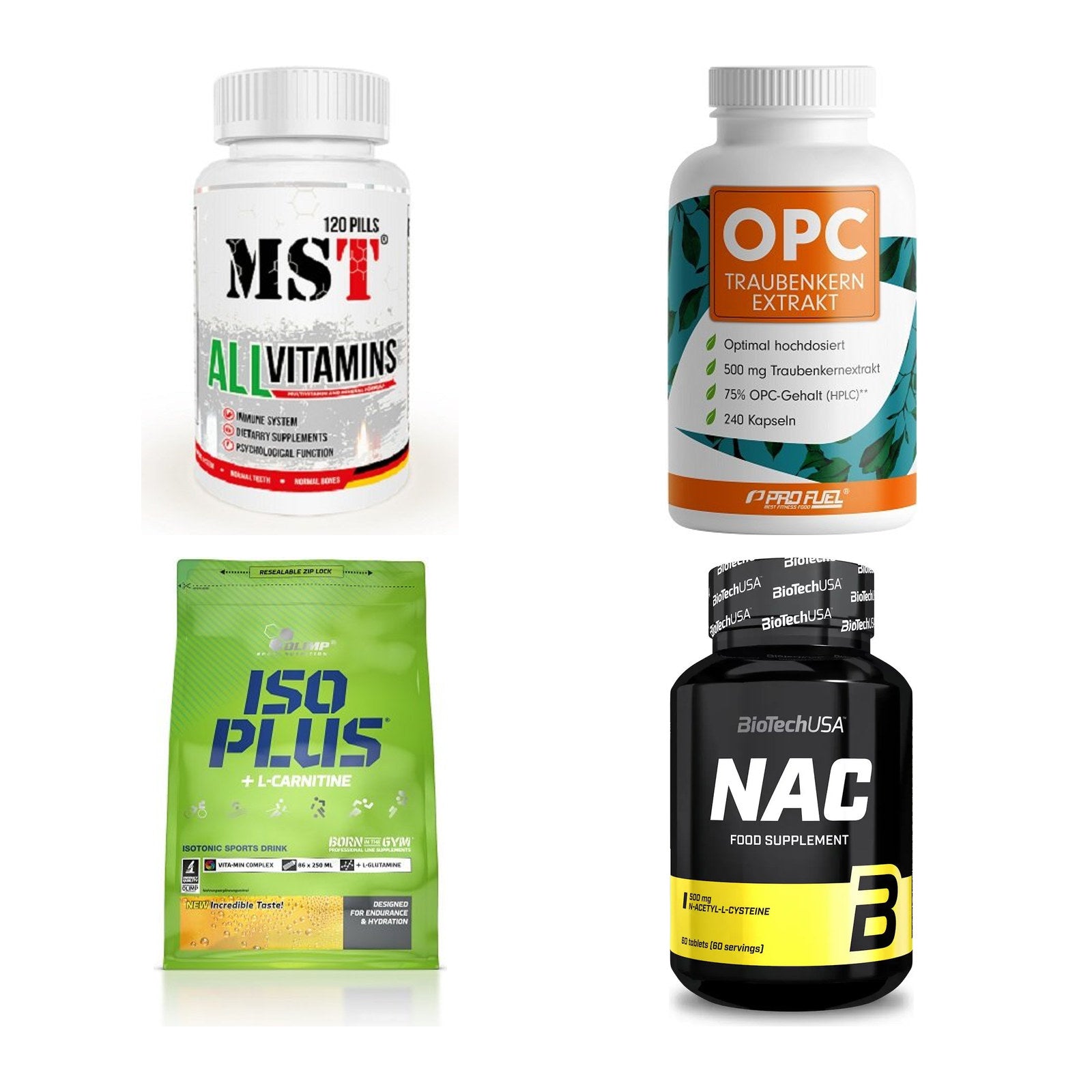 Vitamin-Set: MST All + ProFuel OPC + Olimp Iso + 1 weitere – alle enthaltenen Artikel