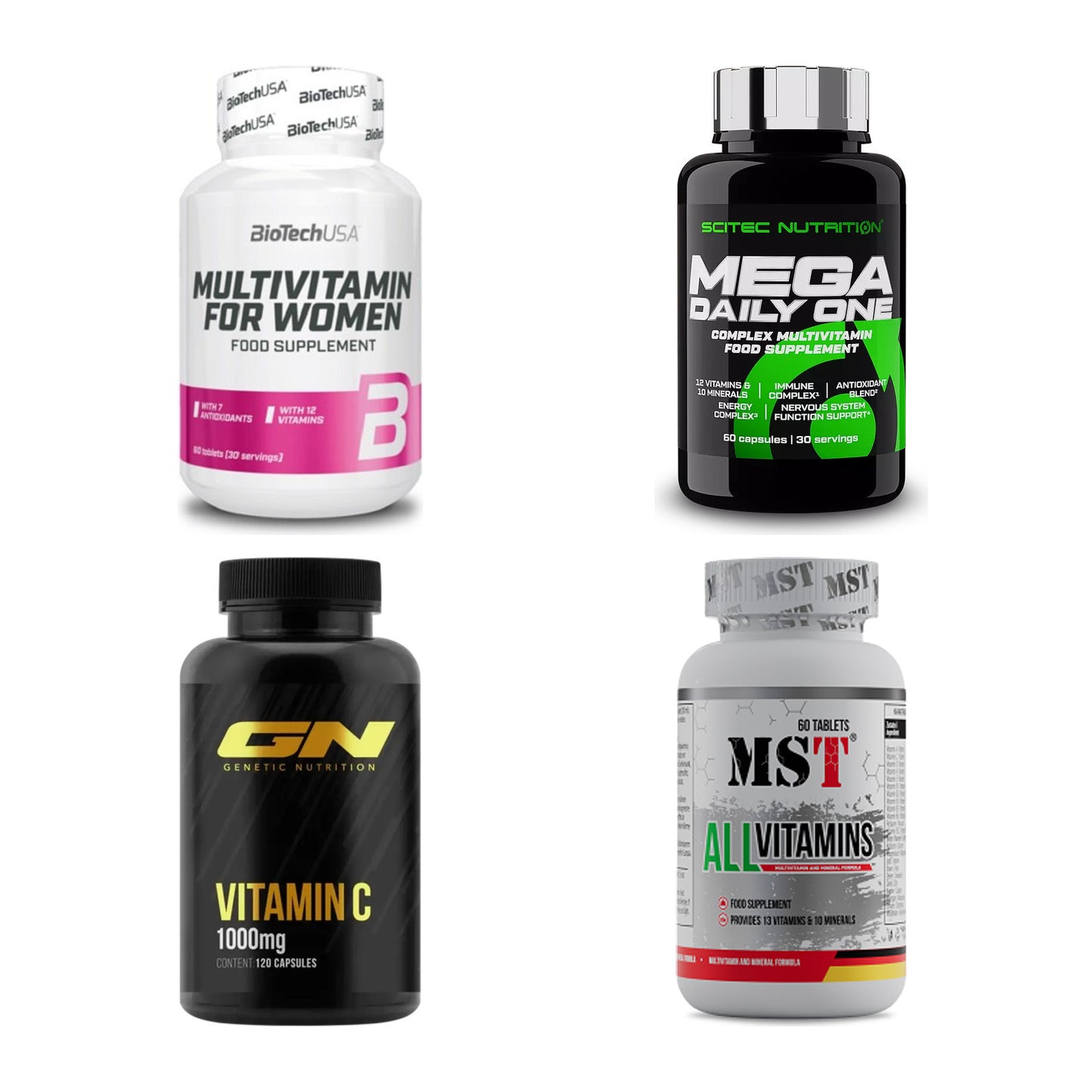Vitamin-Set: BioTech + Scitec Mega + GN Vitamin C + 1 weitere – alle enthaltenen Artikel