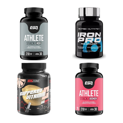 Vitamin-Set: ESN Athlete + Scitec Iron + Big Zone + 1 weitere – alle enthaltenen Artikel