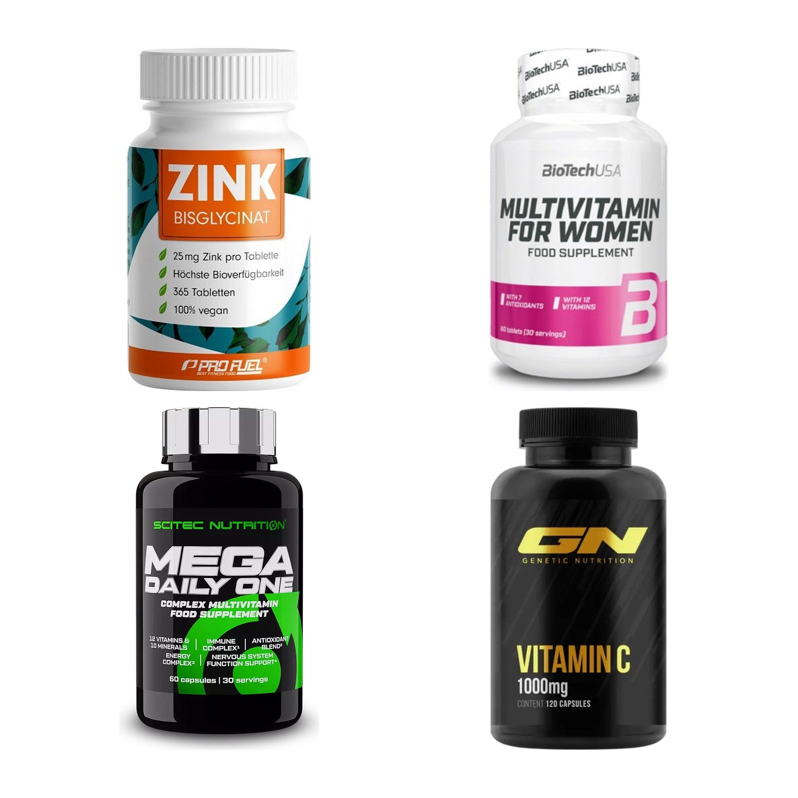 Vitamin-Set: ProFuel Zink + BioTech + Scitec Mega + 1 weitere – alle enthaltenen Artikel