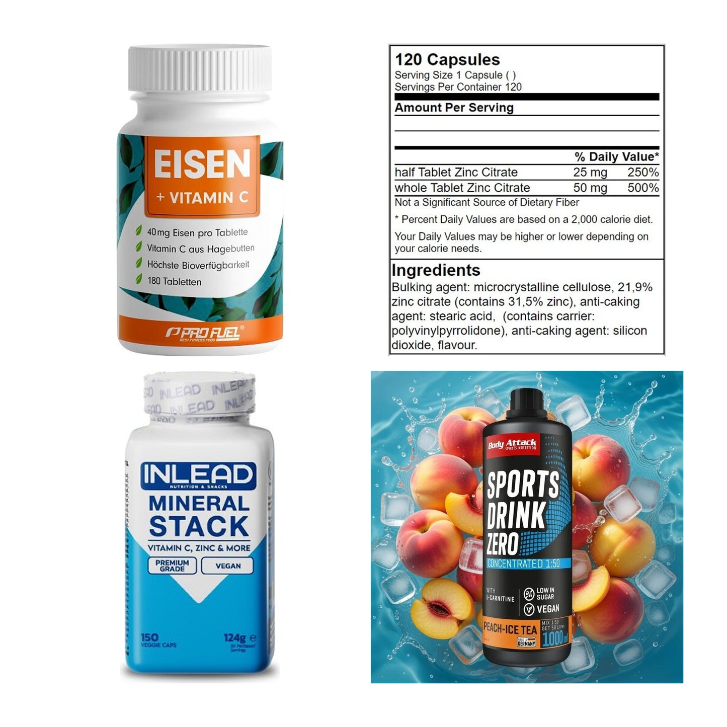 Vitamin-Set: ProFuel EISEN + GN Zinc + INLEAD Minera + 1 weitere – alle enthaltenen Artikel