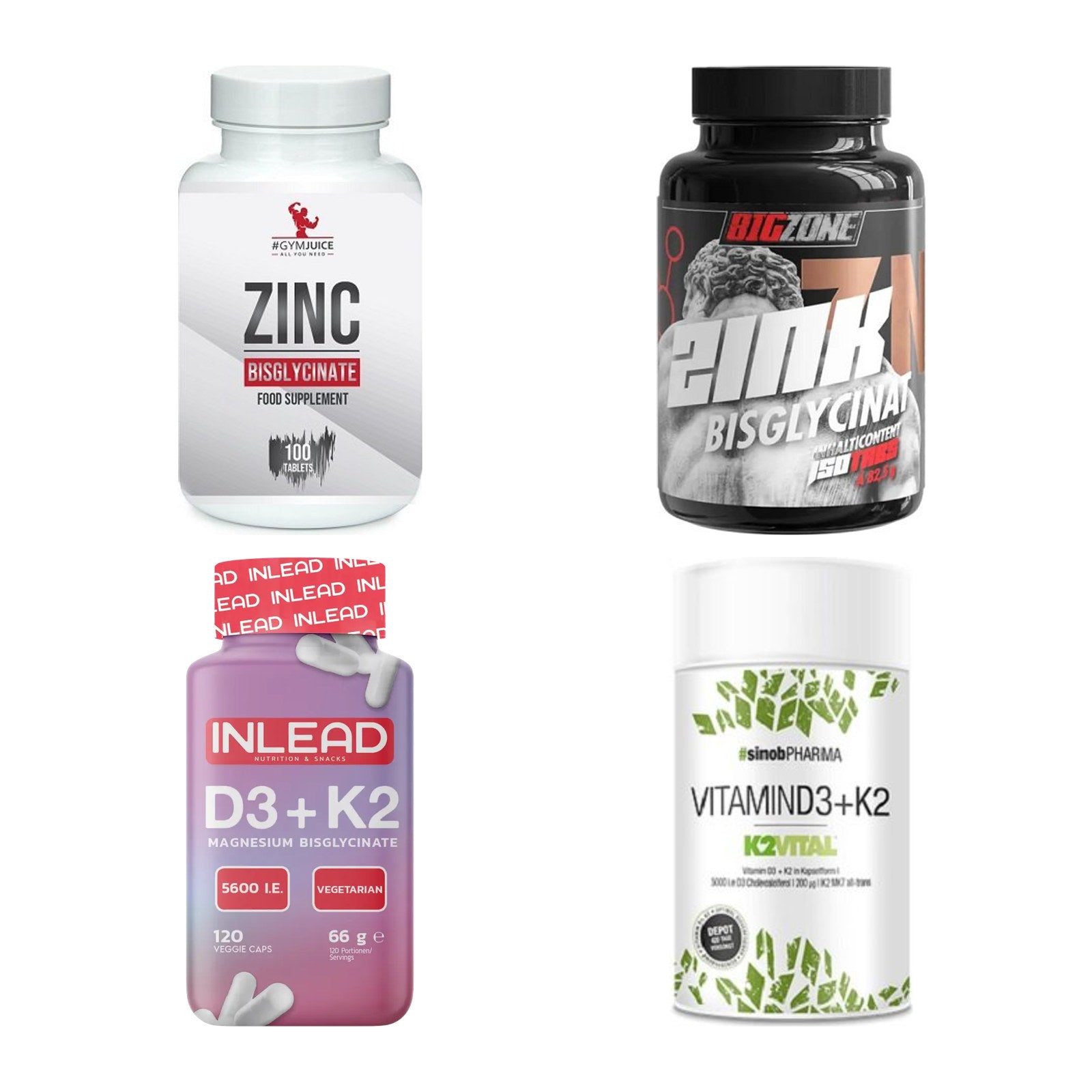 Vitamin-Set: #GYMJUICE + Big Zone Zink + INLEAD Vitami + 1 weitere – alle enthaltenen Artikel