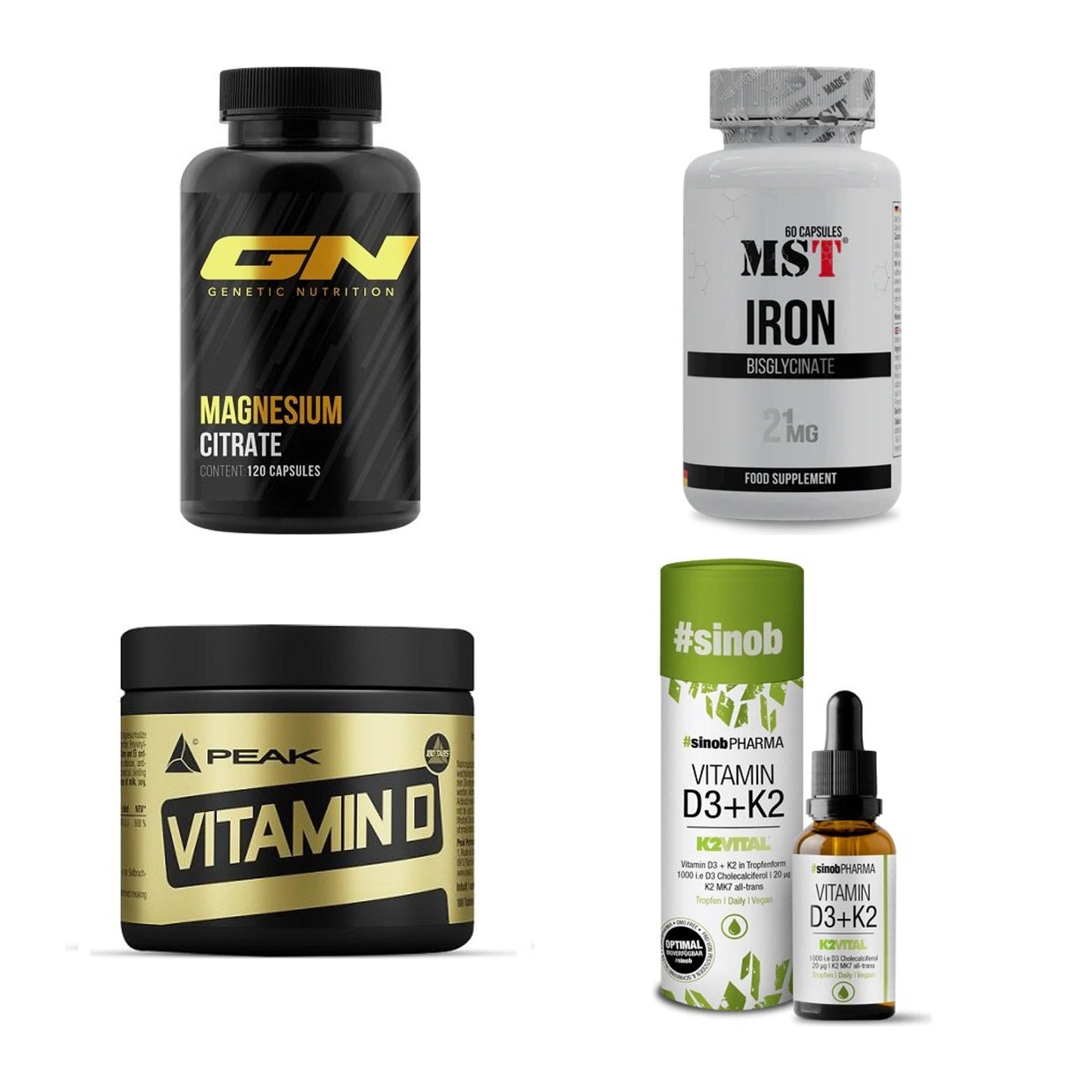Vitamin-Set: GN Magnesium + MST Iron + Peak Vitamin + 1 weitere – alle enthaltenen Artikel