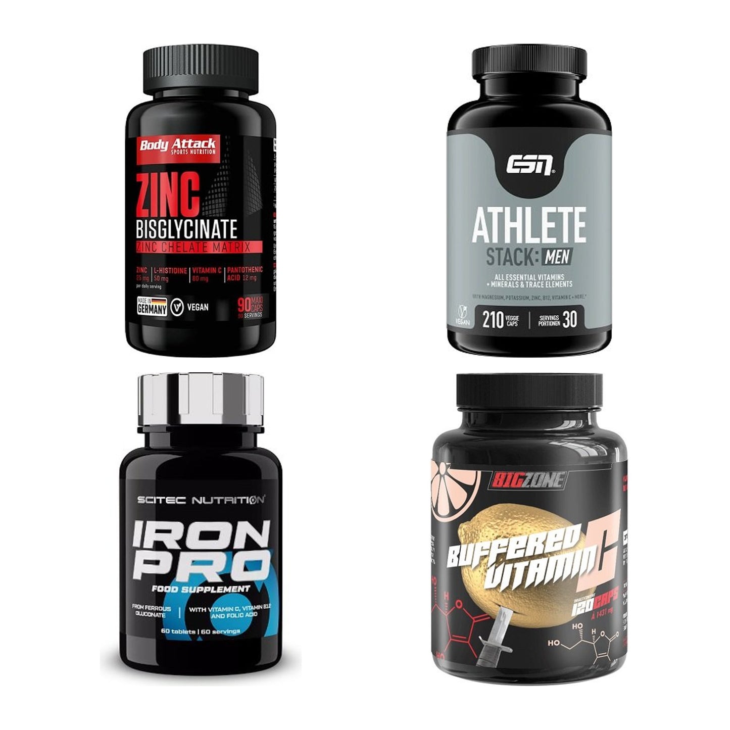Vitamin-Set: Body Attack + ESN Athlete + Scitec Iron + 1 weitere – alle enthaltenen Artikel