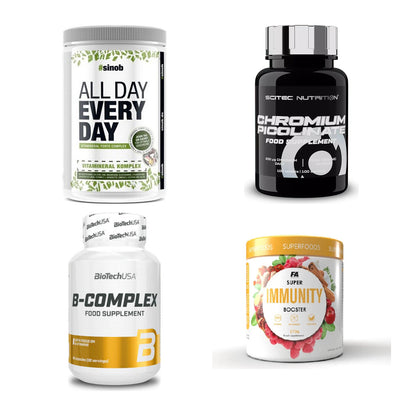 Vitamin-Set: Sinob All Day + Scitec Chromi + BioTech B + 1 weitere – alle enthaltenen Artikel