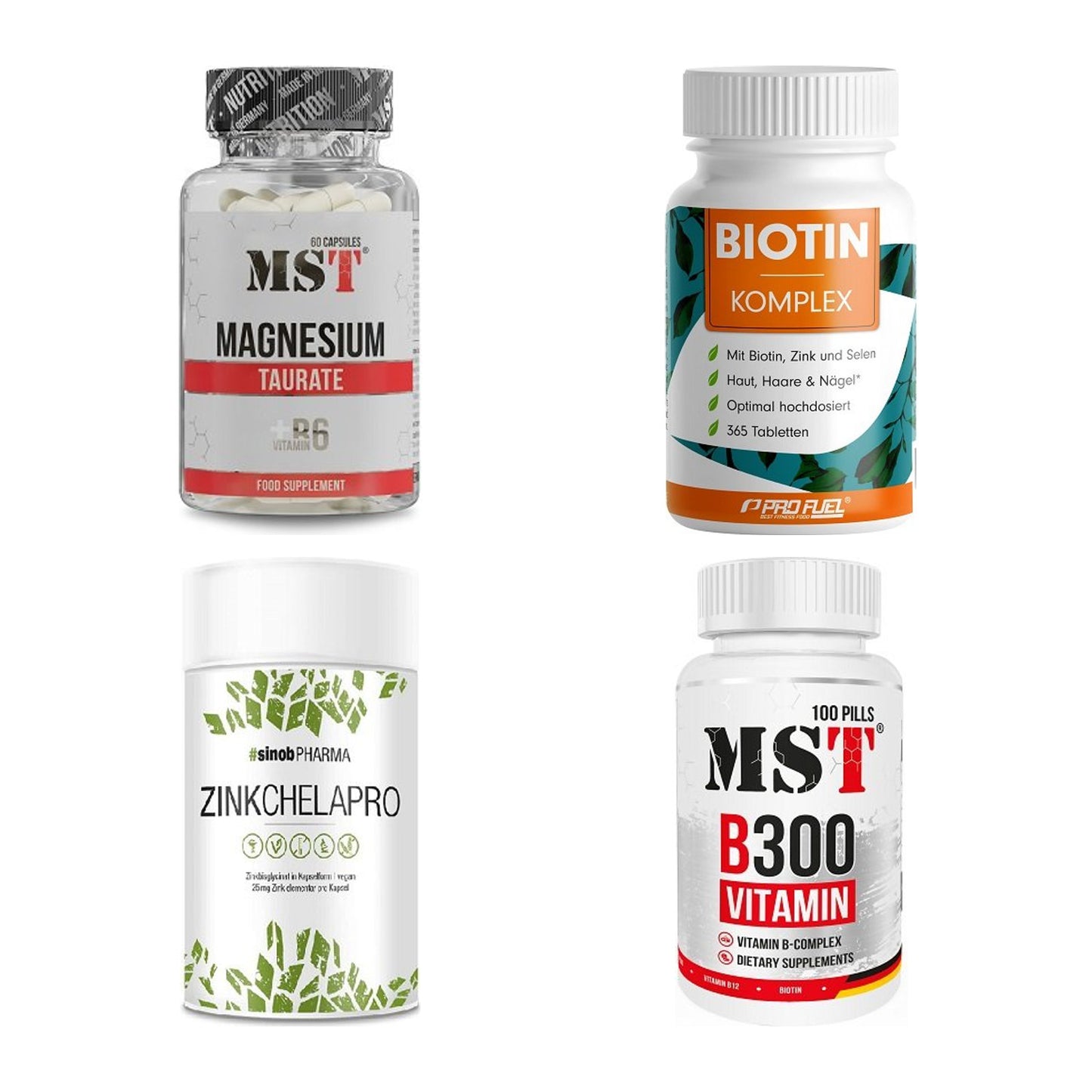Vitamin-Set: MST Magnesium + ProFuel + Sinob Zink + 1 weitere – alle enthaltenen Artikel