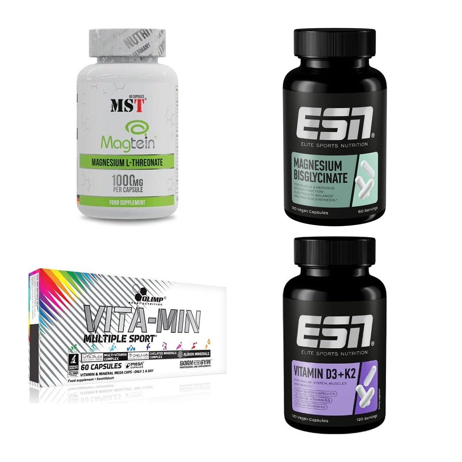 Vitamin-Set: MST Magnesium + ESN Magnesium + Olimp Vita-Mi + 1 weitere – alle enthaltenen Artikel