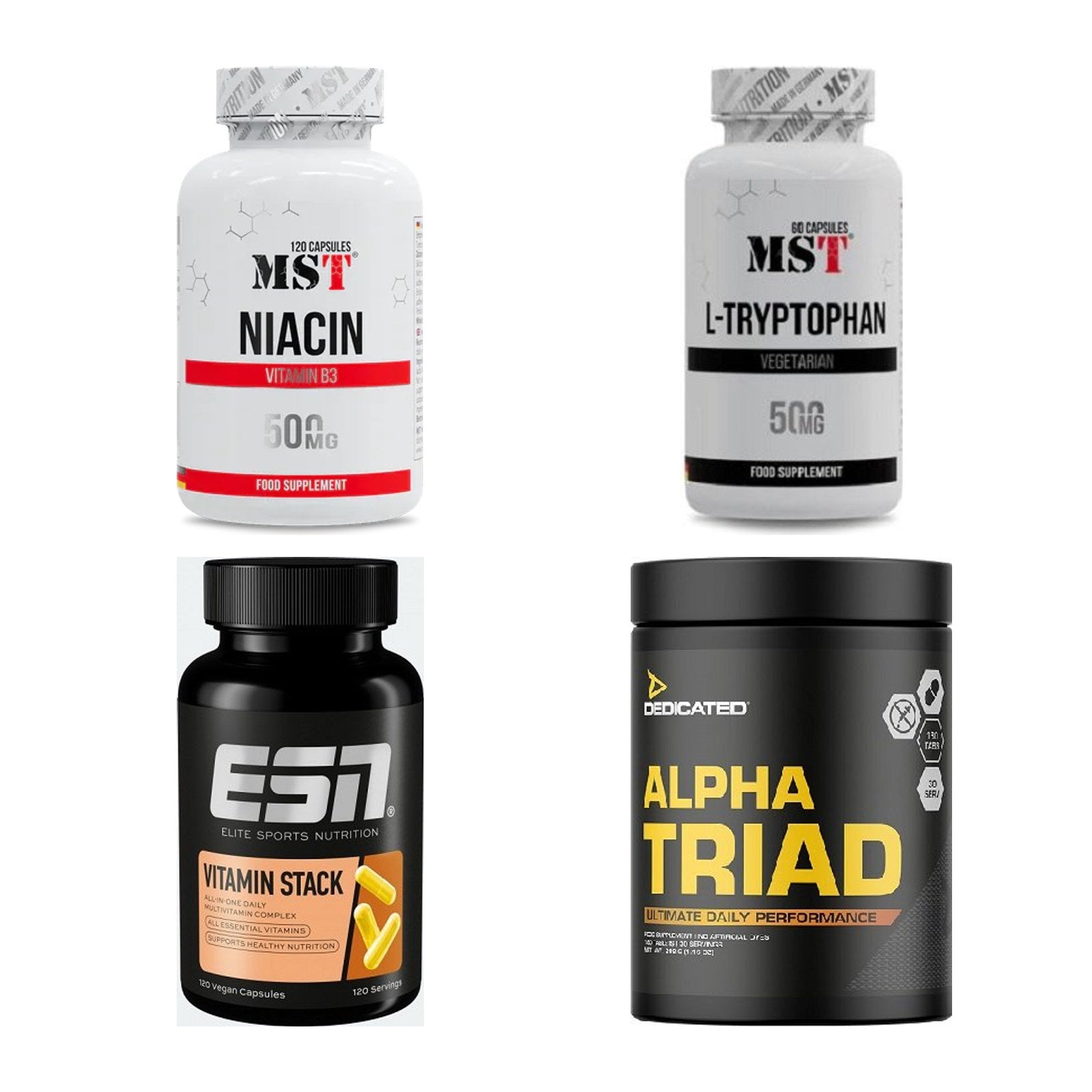Vitamin-Set: MST Niacin + MST Tryptopha + ESN Vitamin + 1 weitere – alle enthaltenen Artikel