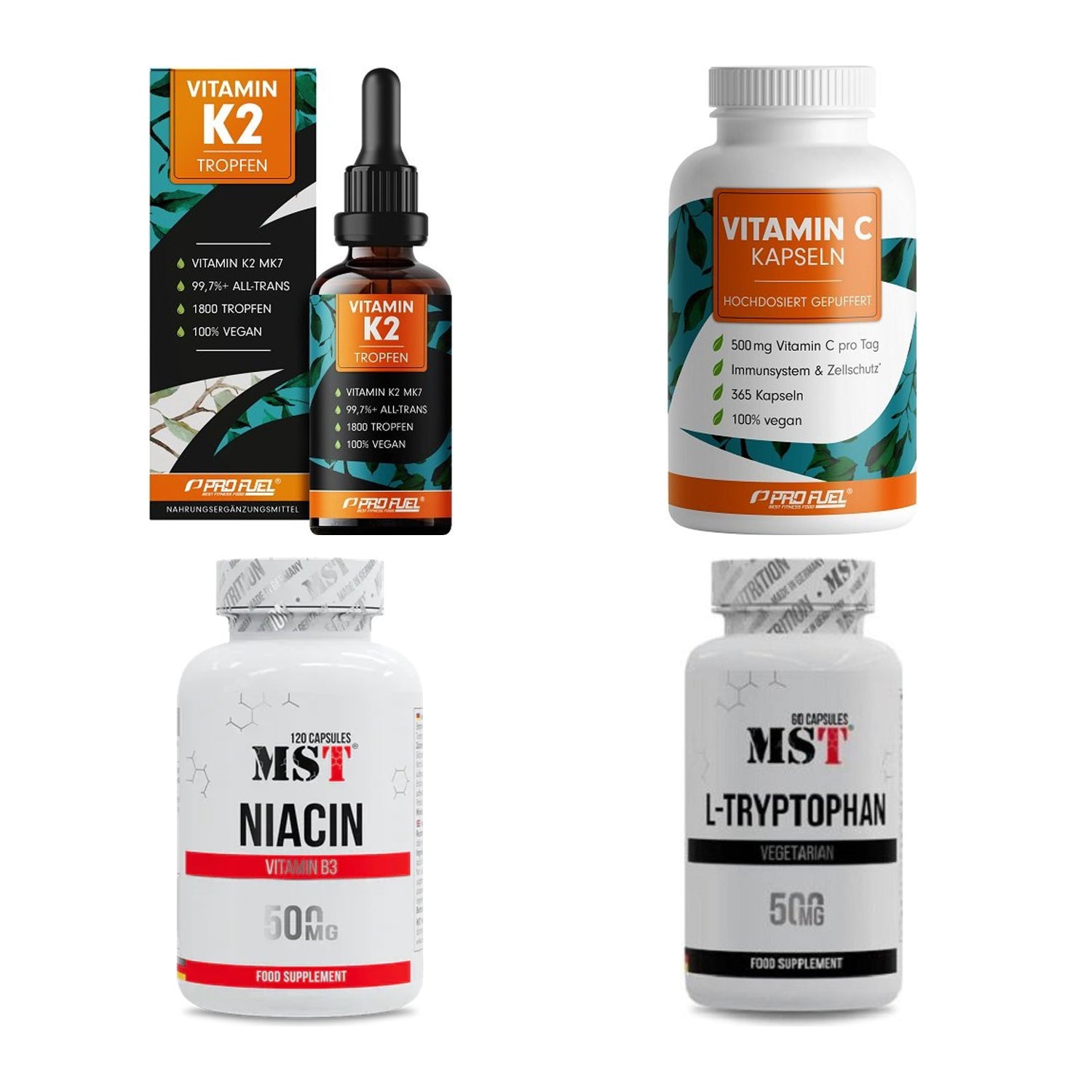 Vitamin-Set: ProFuel Vitamin K2 + ProFuel Vitamin C + 2 weitere – alle enthaltenen Artikel