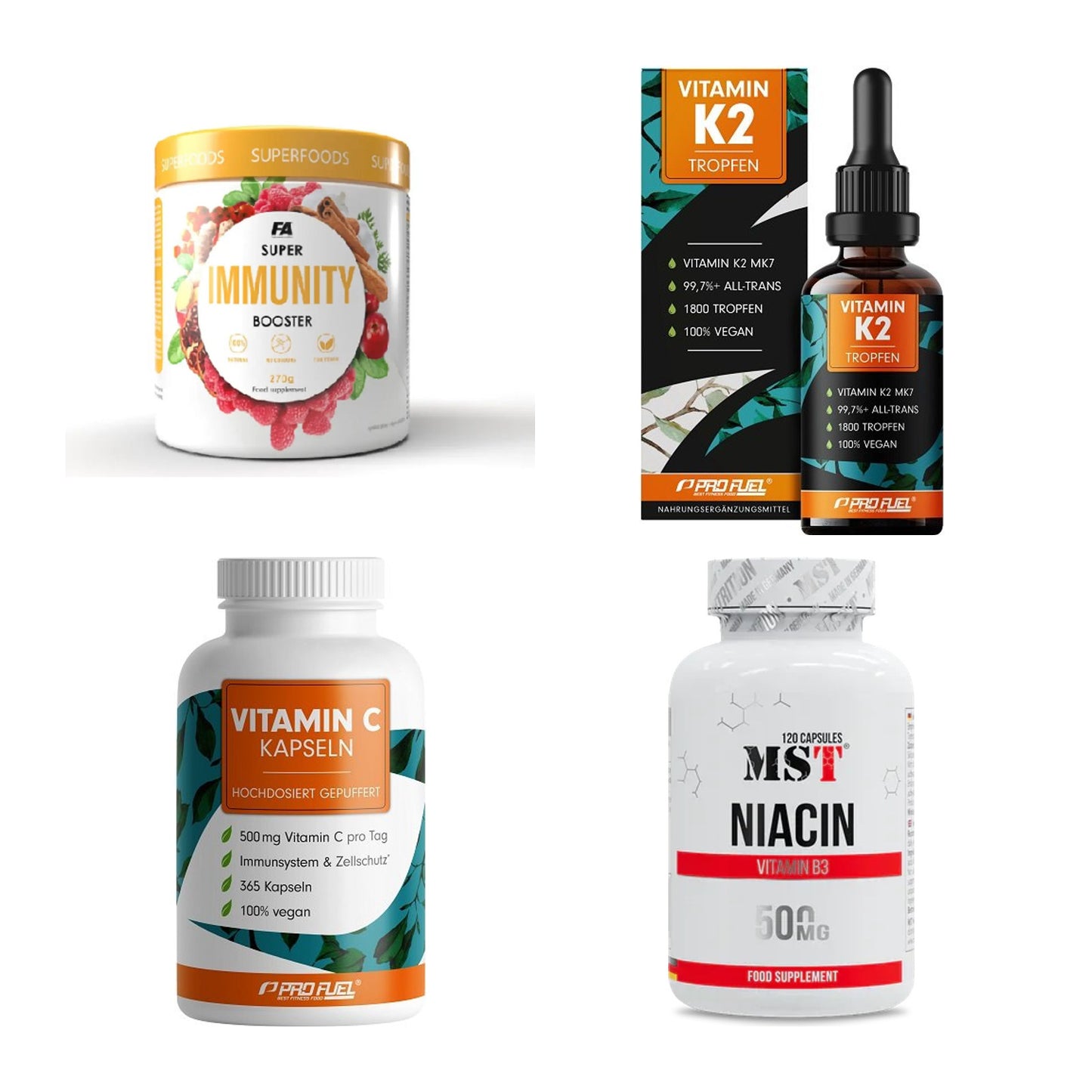 Vitamin-Set: FA Nutrition Wellnes + ProFuel Vitamin K2 + 2 weitere – alle enthaltenen Artikel