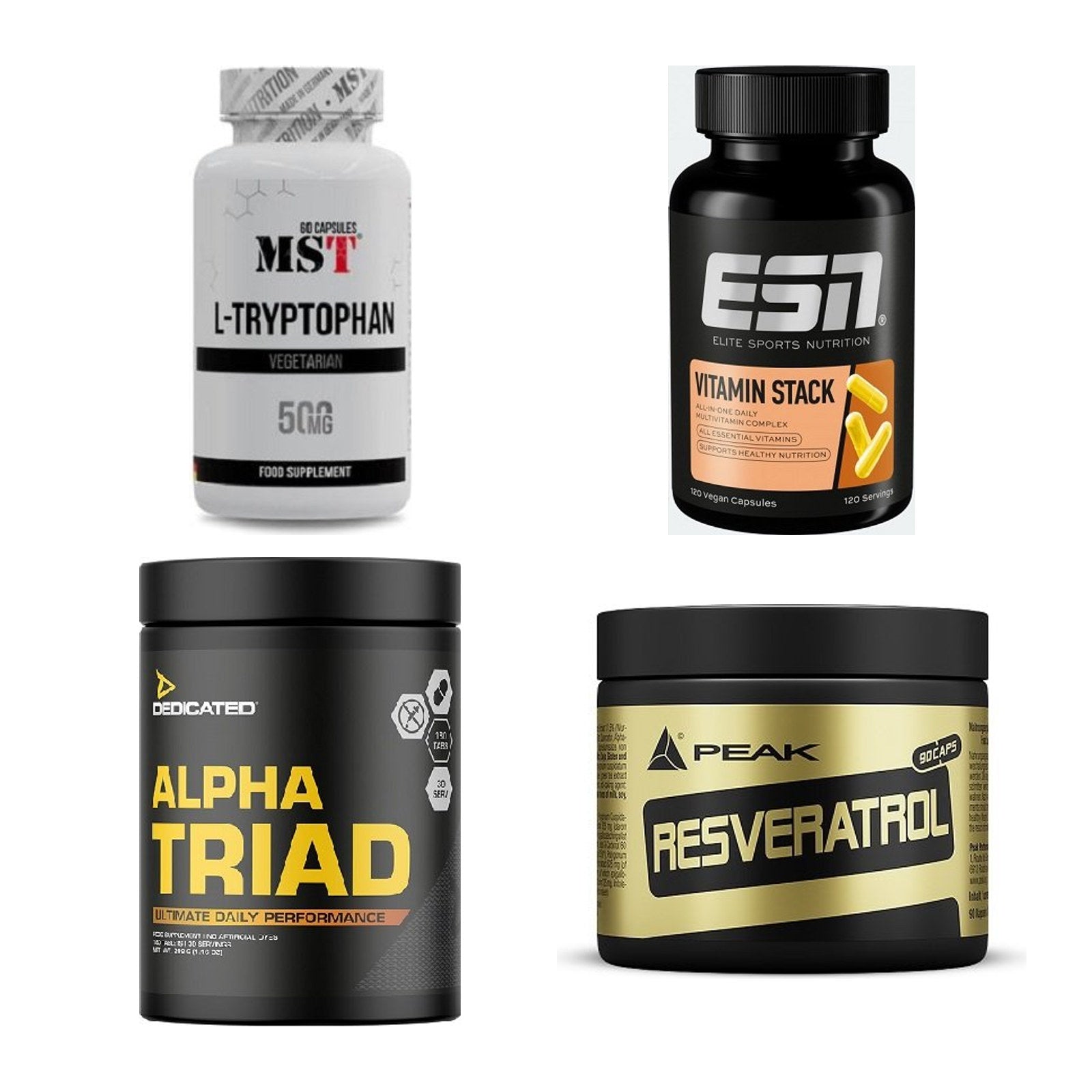 Vitamin-Set: MST Tryptopha + ESN Vitamin + Dedicated + 1 weitere – alle enthaltenen Artikel
