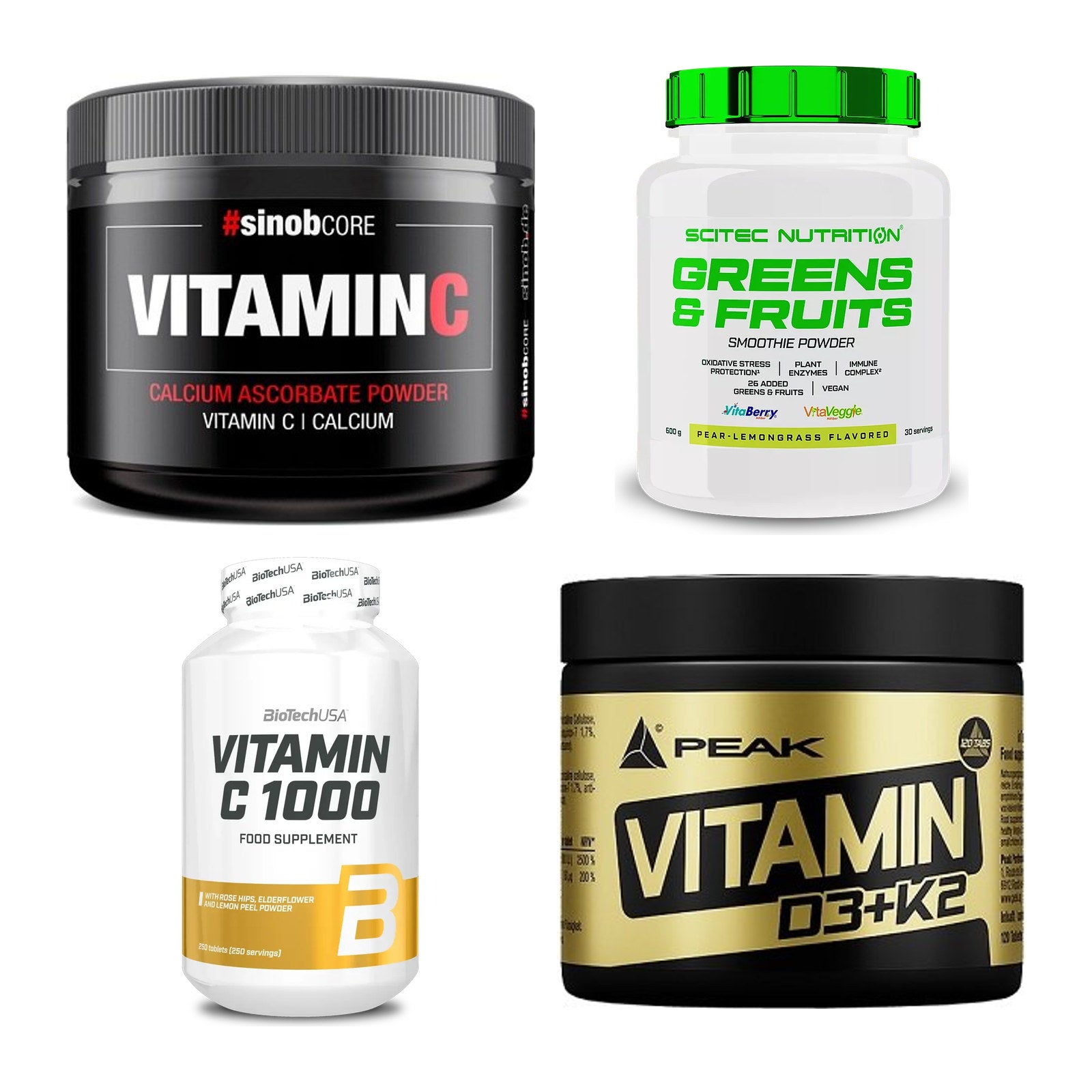 Vitamin-Set: Sinob Vitamin + Scitec Greens + BioTech + 1 weitere – alle enthaltenen Artikel