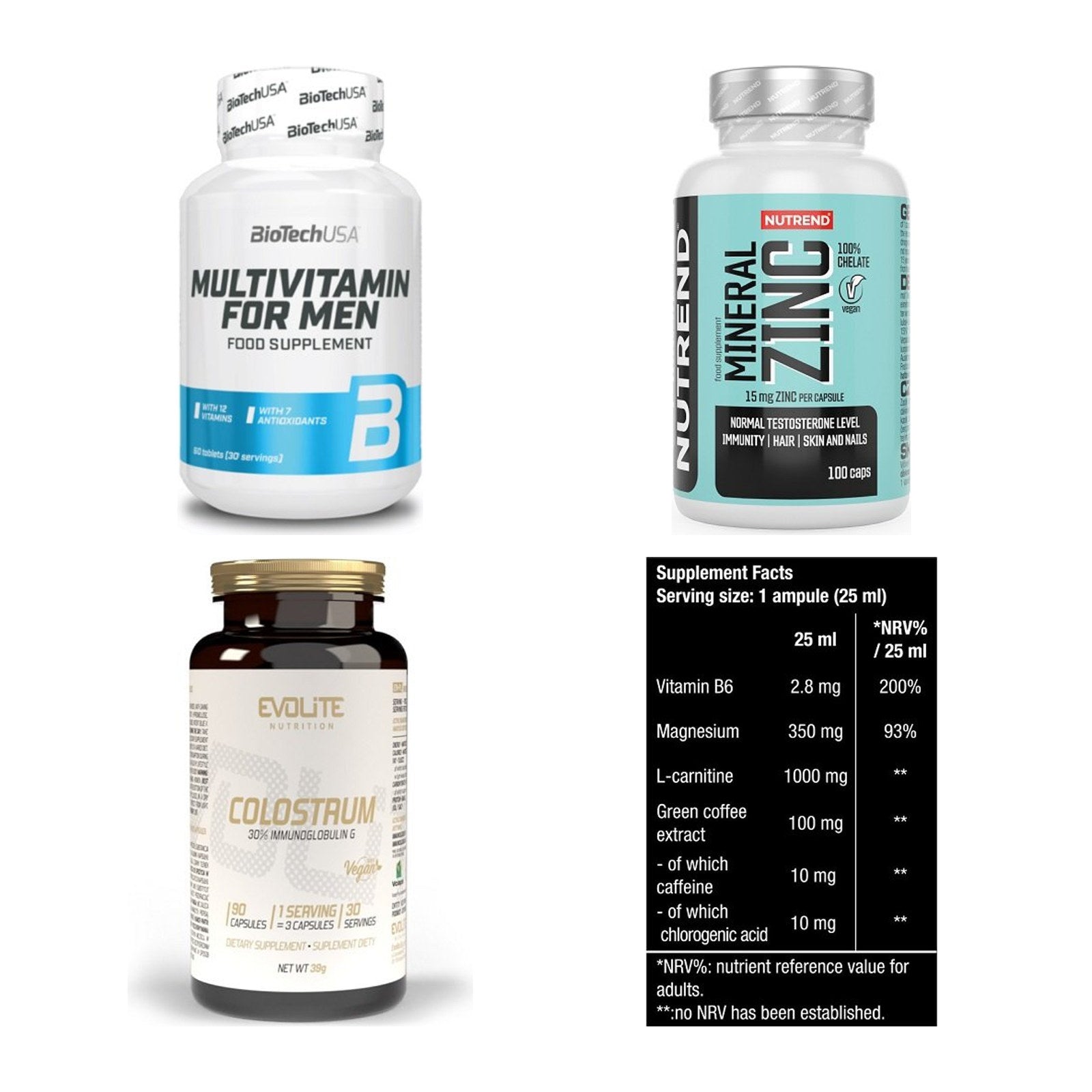 Vitamin-Set: BioTech + Nutrend Zinc + Evolite + 1 weitere – alle enthaltenen Artikel