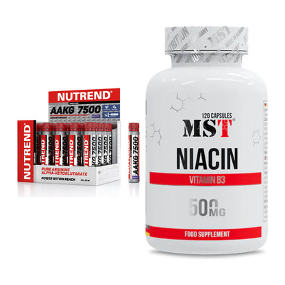 Koffein & B-Vitamine: Nutrend AAKG 7500 Shots + MST Niacin – alle enthaltenen Artikel