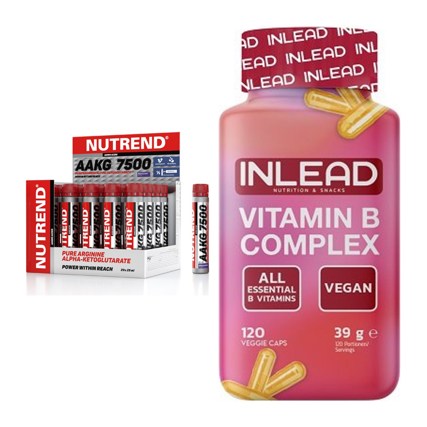 Koffein & B-Vitamine: Nutrend AAKG 7500 + INLEAD Vitamin B – alle enthaltenen Artikel
