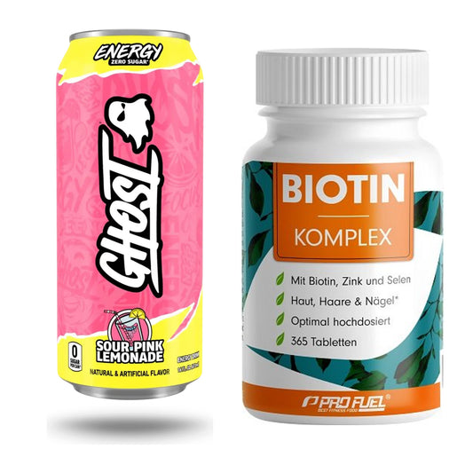 Koffein & B-Vitamine: Ghost Energy 12 x 500 + ProFuel BIOTIN Komplex – alle enthaltenen Artikel