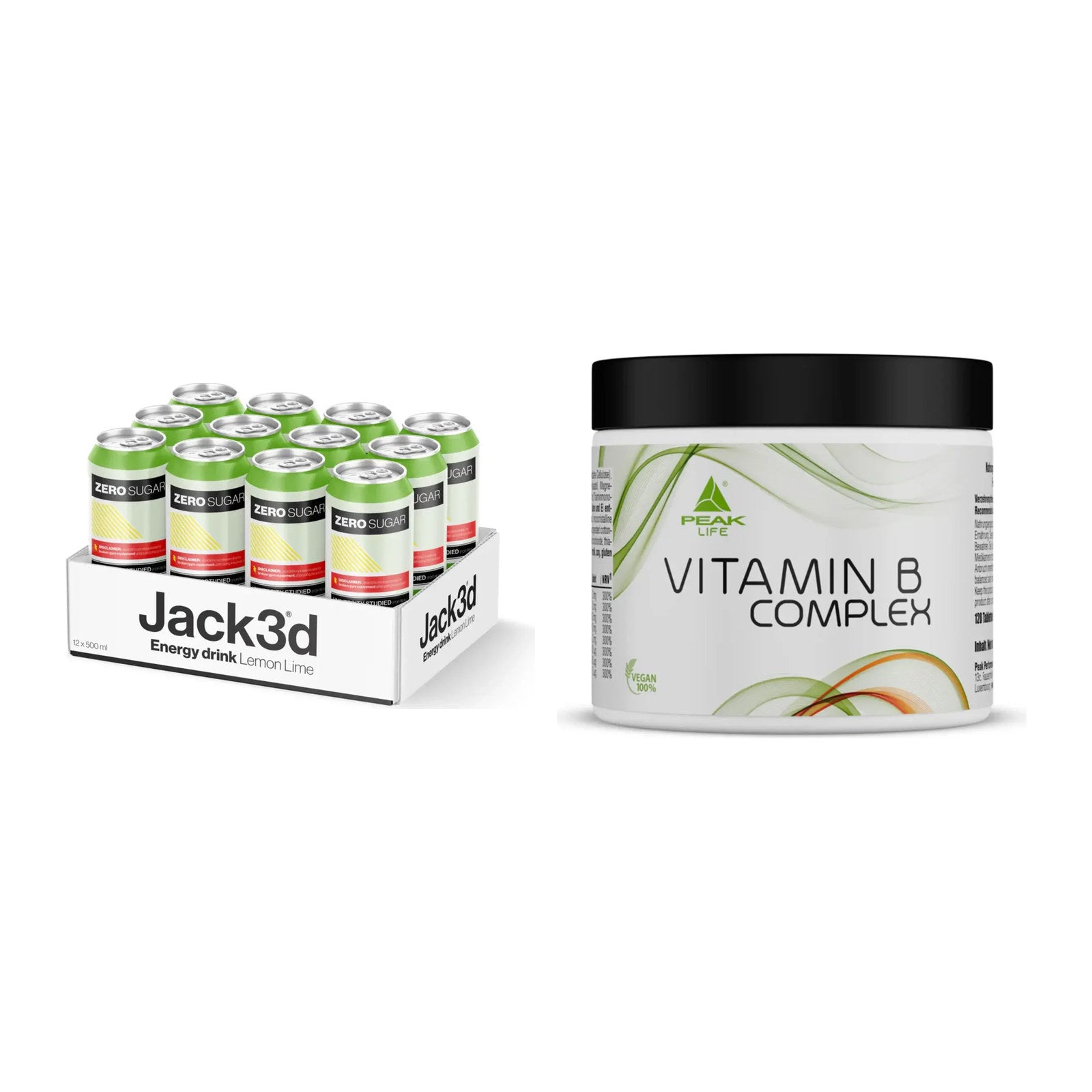 Koffein & B-Vitamine: USP Labs Jack3d Energy + Peak Vitamin B Complex – alle enthaltenen Artikel