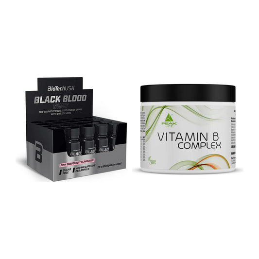 Koffein & B-Vitamine: BioTech Black Blood + Peak Vitamin B Complex – alle enthaltenen Artikel