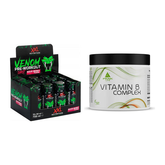 Koffein & B-Vitamine: XXL Nutrition Venom + Peak Vitamin B Complex – alle enthaltenen Artikel