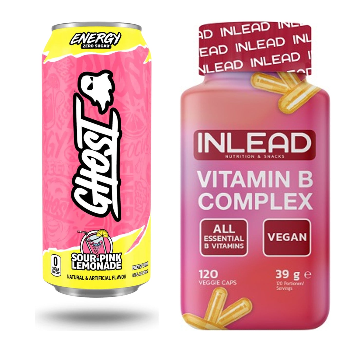 Koffein & B-Vitamine: Ghost Energy + INLEAD Vitamin B Complex – alle enthaltenen Artikel