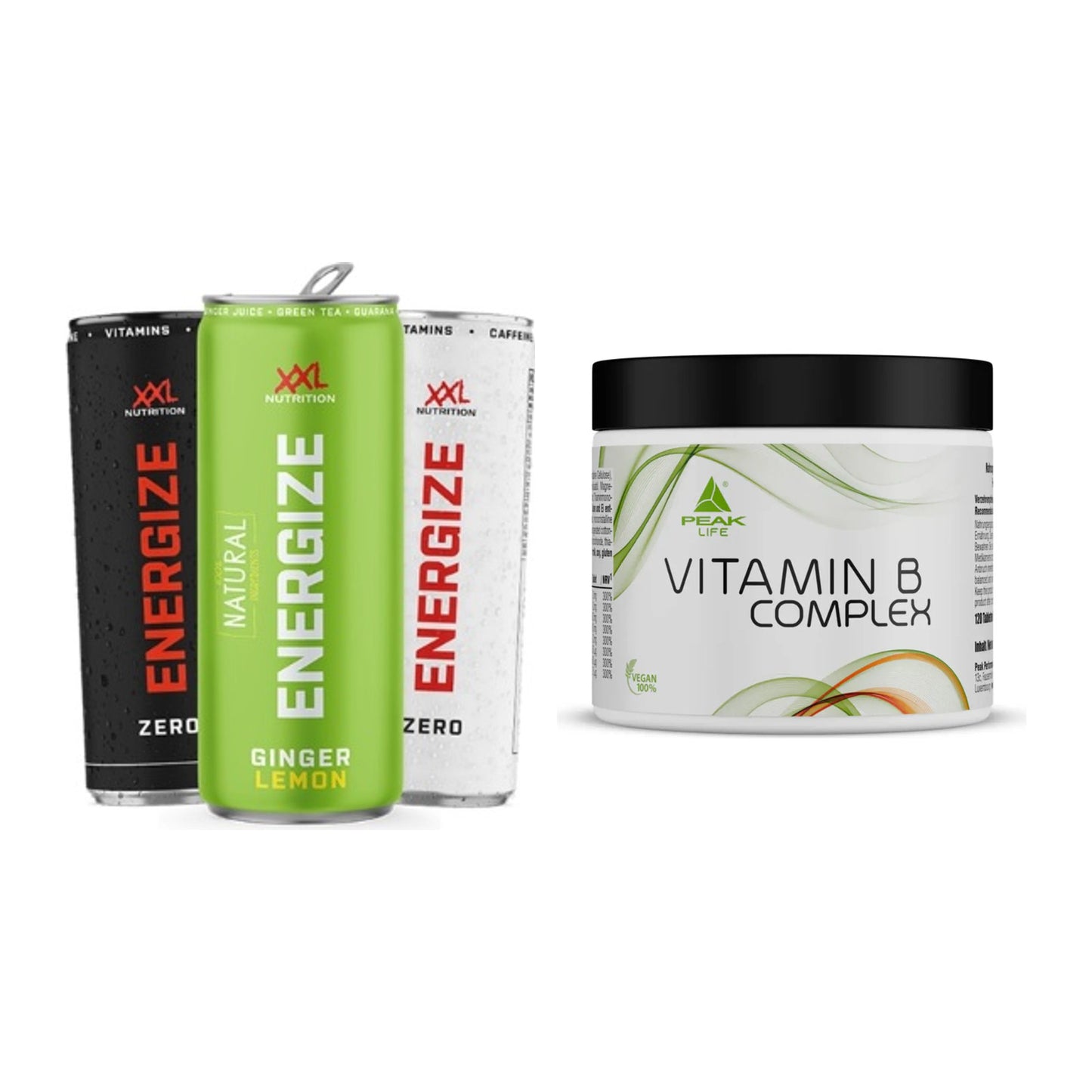 Koffein & B-Vitamine: XXL Nutrition + Peak Vitamin B Complex – alle enthaltenen Artikel