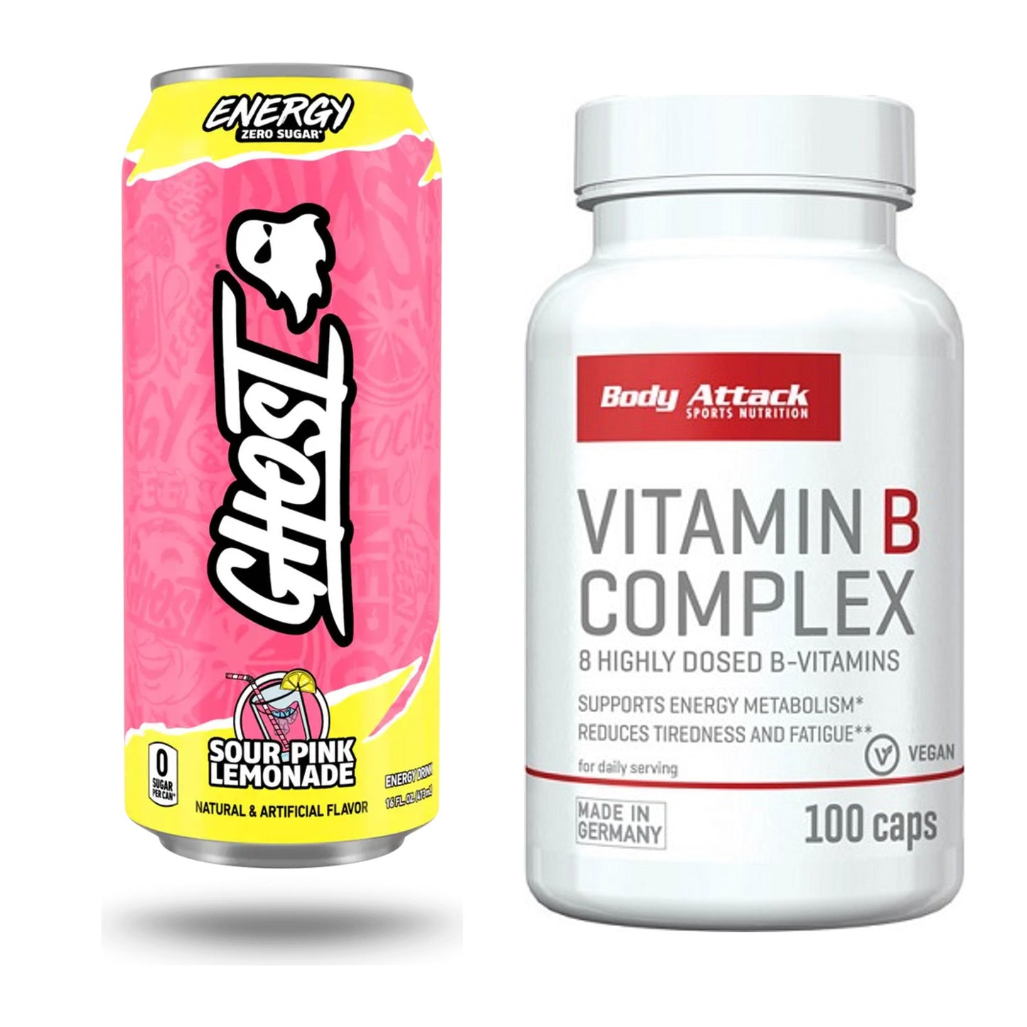 Koffein & B-Vitamine: Ghost Energy + Body Attack Vitamin B-Complex – alle enthaltenen Artikel