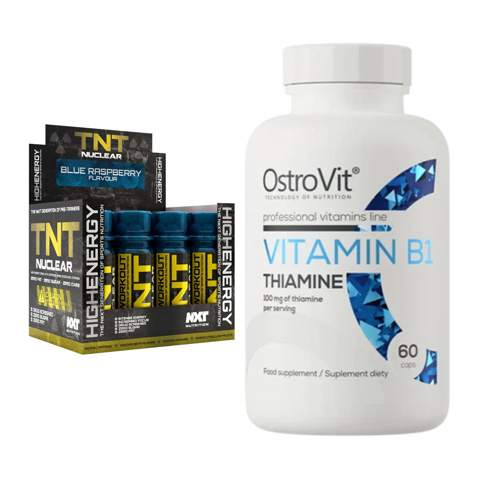Koffein & B-Vitamine: NXT Nutrition TNT + Ostrovit Vitamin B1 – alle enthaltenen Artikel