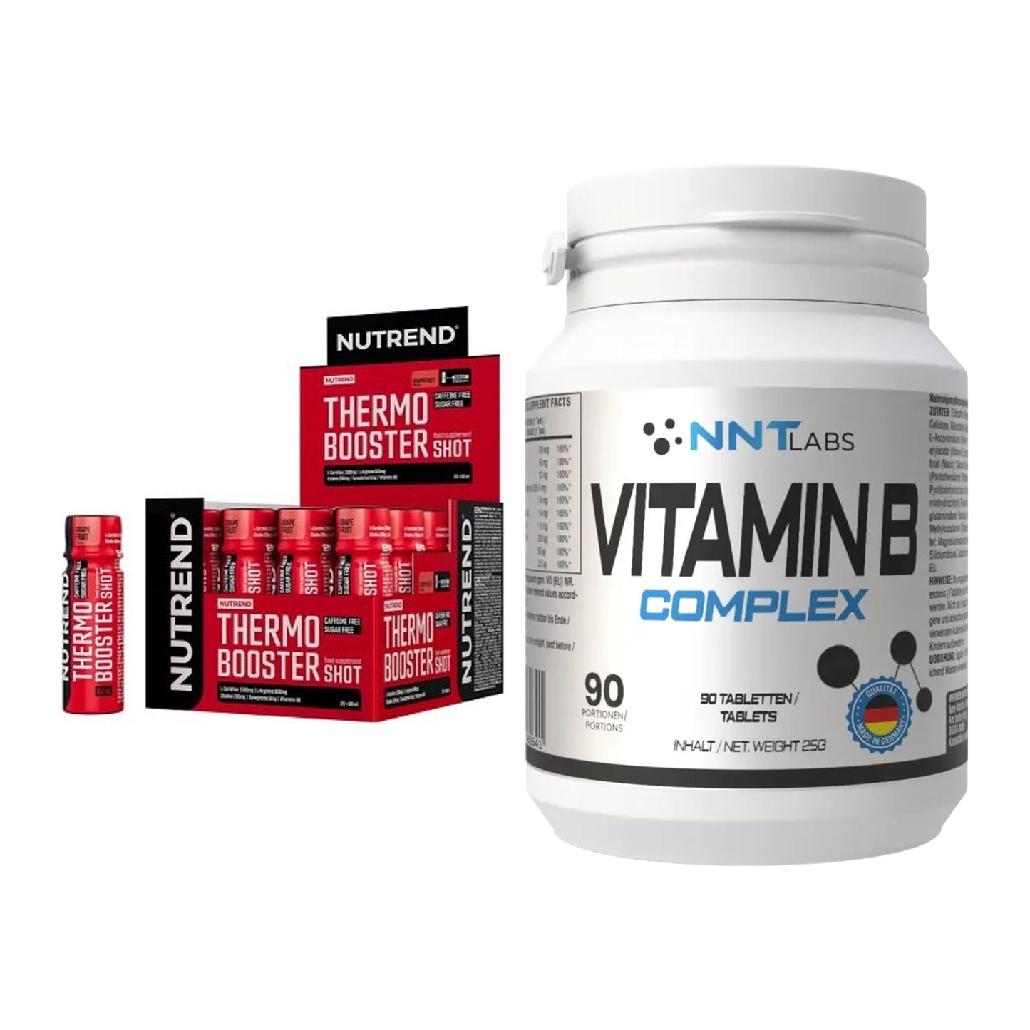 Koffein & B-Vitamine: Nutrend Thermobooster + NNT Vitamin B Complex – alle enthaltenen Artikel