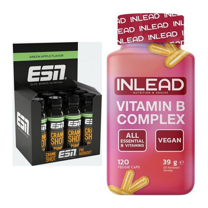 Koffein & B-Vitamine: ESN Crank Pump Shot + INLEAD Vitamin B – alle enthaltenen Artikel