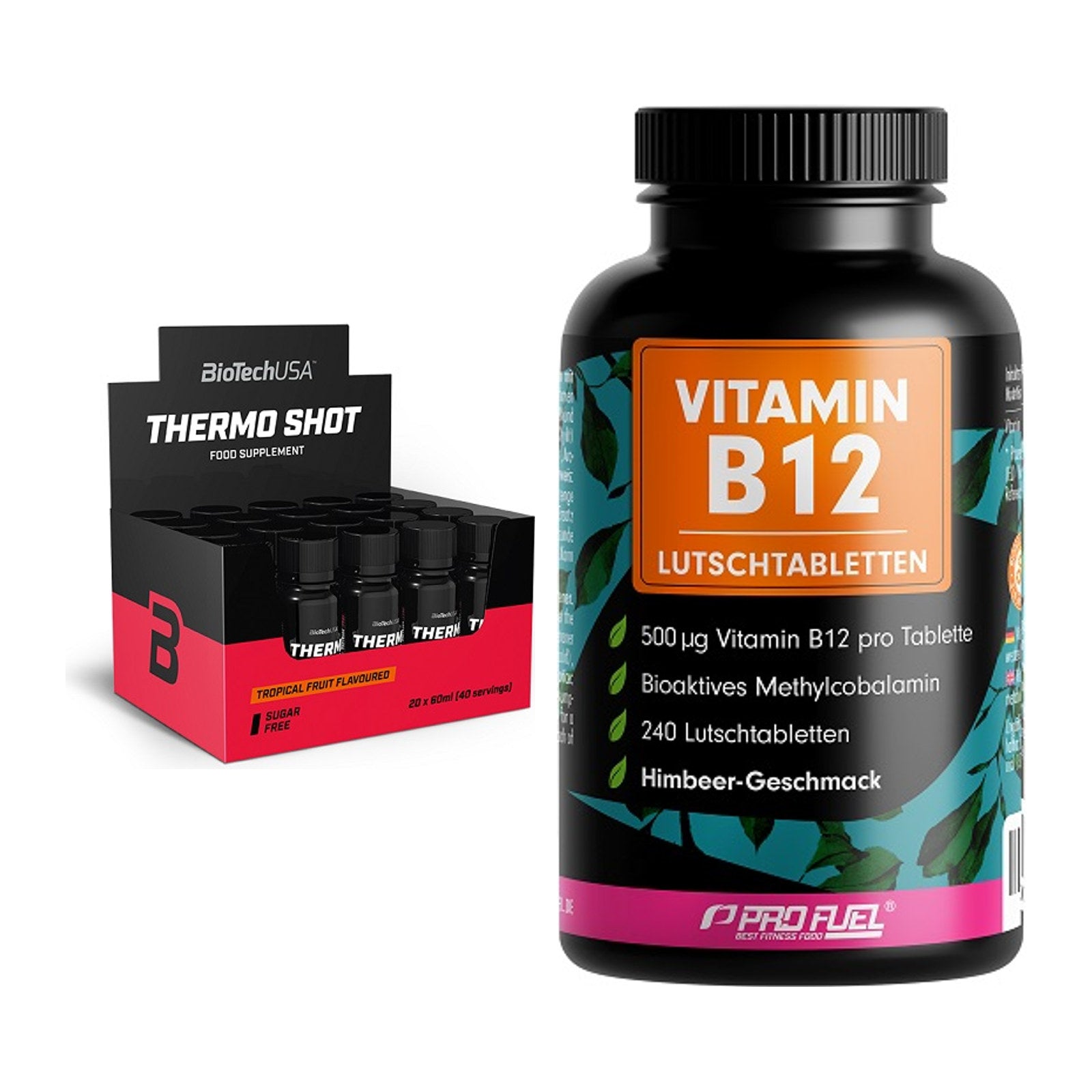 Koffein & B-Vitamine: BioTech Thermo Shot + ProFuel Vitamin B12 – alle enthaltenen Artikel