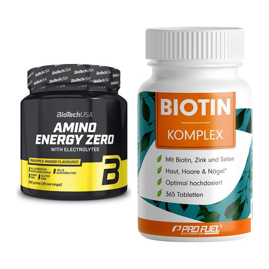 Koffein & B-Vitamine: BioTech Amino Energy + ProFuel BIOTIN Komplex – alle enthaltenen Artikel