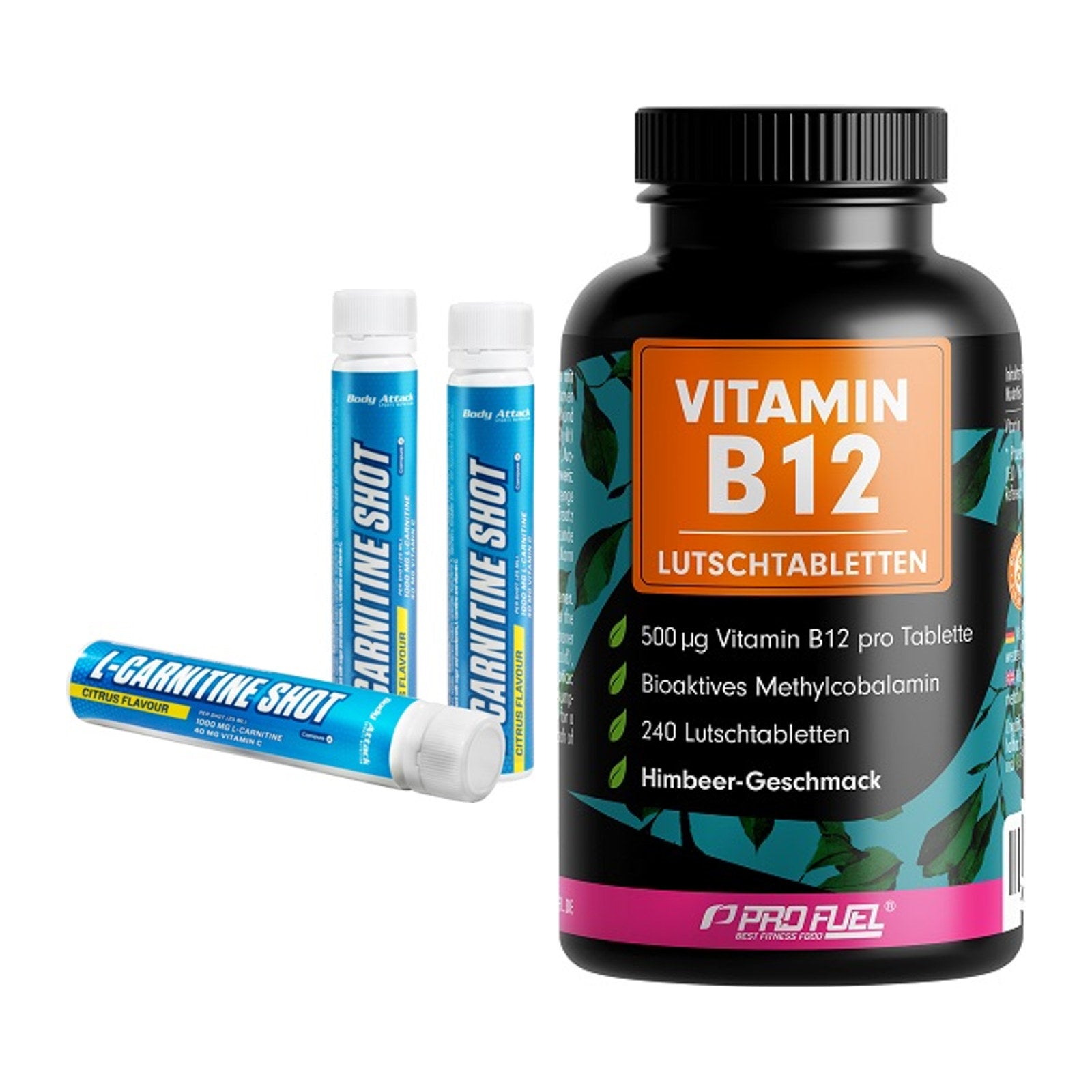 Koffein & B-Vitamine: Body Attack L-Carnitin + ProFuel Vitamin B12 – alle enthaltenen Artikel